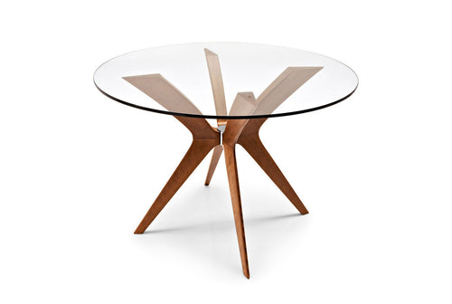 Calligaris Wood Base Tokyo Round Glass Table