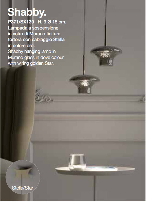 Adriani Rossi Shabby Murano Glass Hanging Lamp